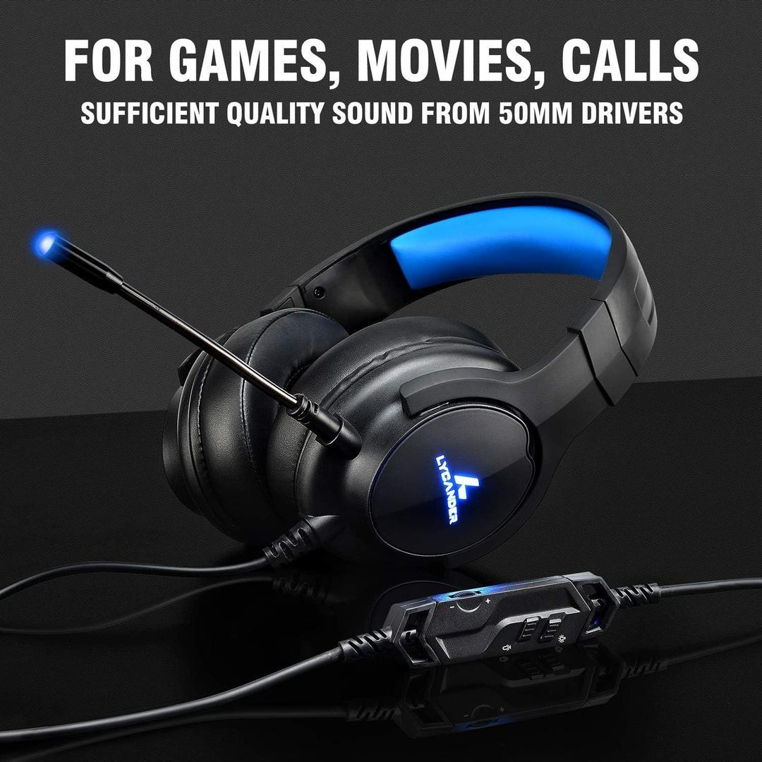 Lycander LGH-568 Over-Ear Gaming Headset with Mic & LED Lights