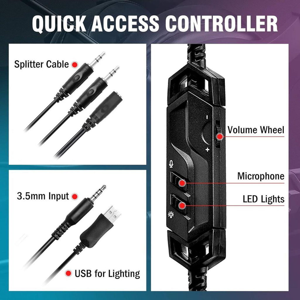 Lycander LGH-568 Over-Ear Gaming Headset with Mic & LED Lights